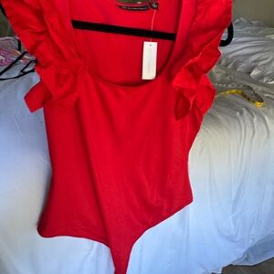 Size L New York & Company Scarlet Ruffle Bodysuit